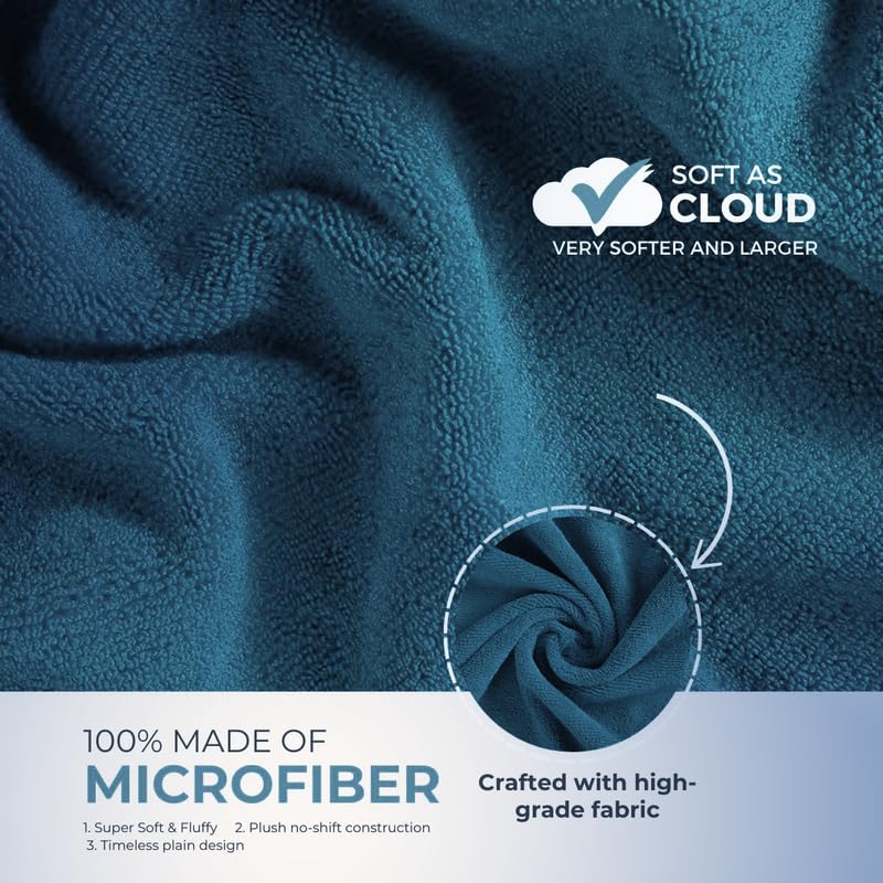 Black Gold The Finer Touch Premium Microfiber Bath Towels 1200 Gsm | Lightweight Ultra-Soft Fade Resistant (Navy Blue) - 3 Pcs