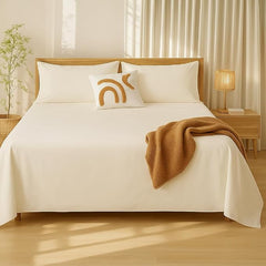 Bedsheets For Queen Bed Include Pillow Cover, Ultra Soft - Size 90x102 Inches, Ivory | Plain Solid Bed Sheet-Good For Home, Hotel, Resort & Guest House
