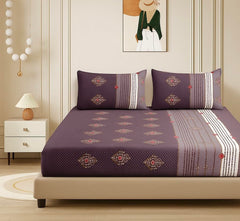 1 Bedsheet For Double Bed With 2 Pillow Covers - 90 X 100 Inches, Dark Brown | Premium Cotton Material Double Bedsheet Queen Size | Skin Friendly & Long Lasting