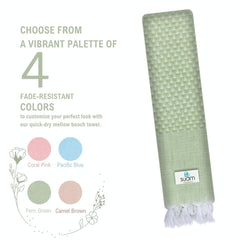 Suam Mellow Turkish Cotton Towel 300 Gsm | Best Absorbent Towel Pre-Shrunk, Lightweight, Quick Dry Bath Towel (Fern Green)