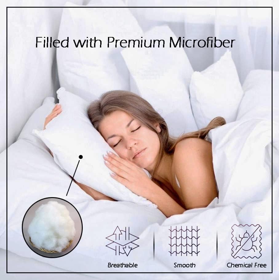 Adjustable Microfiber Pillows For Sleeping, Soft & Comfortable Pillows, White - 16 X 24 Inch | Bed Pillow, Washable, Without Cover, Breathable & Hypoallergenic Pillows - Pack Of 2