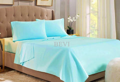 Bedsheet For Double Bed With 2 Matching Pillow Covers - Size 90 X 95 Inches, Aqua | 300 Thread Count - Soft, Durable & Breathable Fabric Perfect For Daily Use Or Gifting Bedsheet