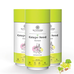Nutriherbs Organic Grape Seed Extract Capsules 500mg, Potent Antioxidant Supplement For Skin & Hair Health, Anti - Aging Support & Immune Boost | 90 Vegan Capsules 150gm 0.3lbs Each Pack Of 3