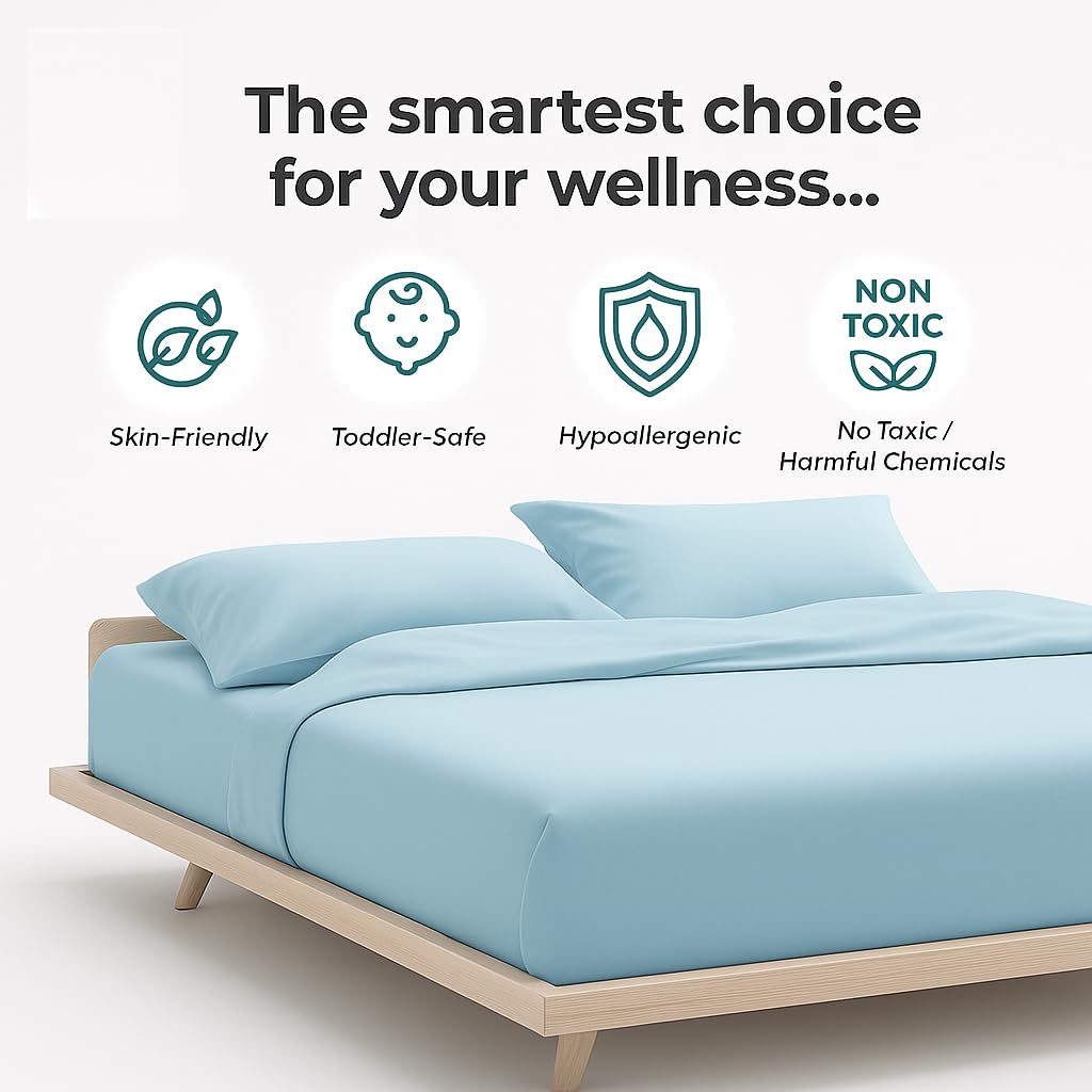 Plain King Size Bedsheet With 2 Pillow Cover - 72 X 78 Inches, Light Blue | Hotel Luxury Bedding Wrinkle Free | Ultra Durable & Easy Care