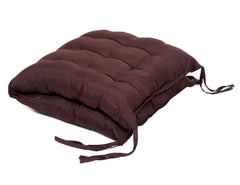 Chair Cushion Pillow, Cotton Chair Pad With Ties, Gaddi Pad For Sitting - Brown Color | Cushion For Chair To Sit | Furniture Cushion, Perfect Fit For Any Chair, Washable - Pack Of 1
