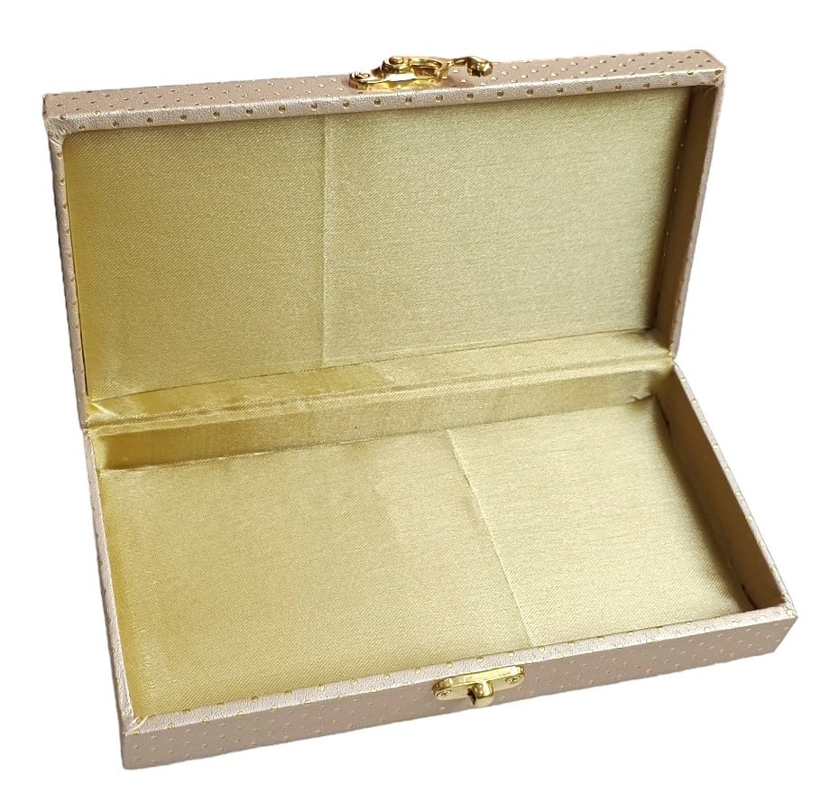 Decorative & Attractive Box Cash Box, Shagun Box, Jewellery Box, Money Box Envelop Wedding, Gift Box, Bangel Box With Golden Dotted Embroidery Design, Colour - Beige, Pack Of 1