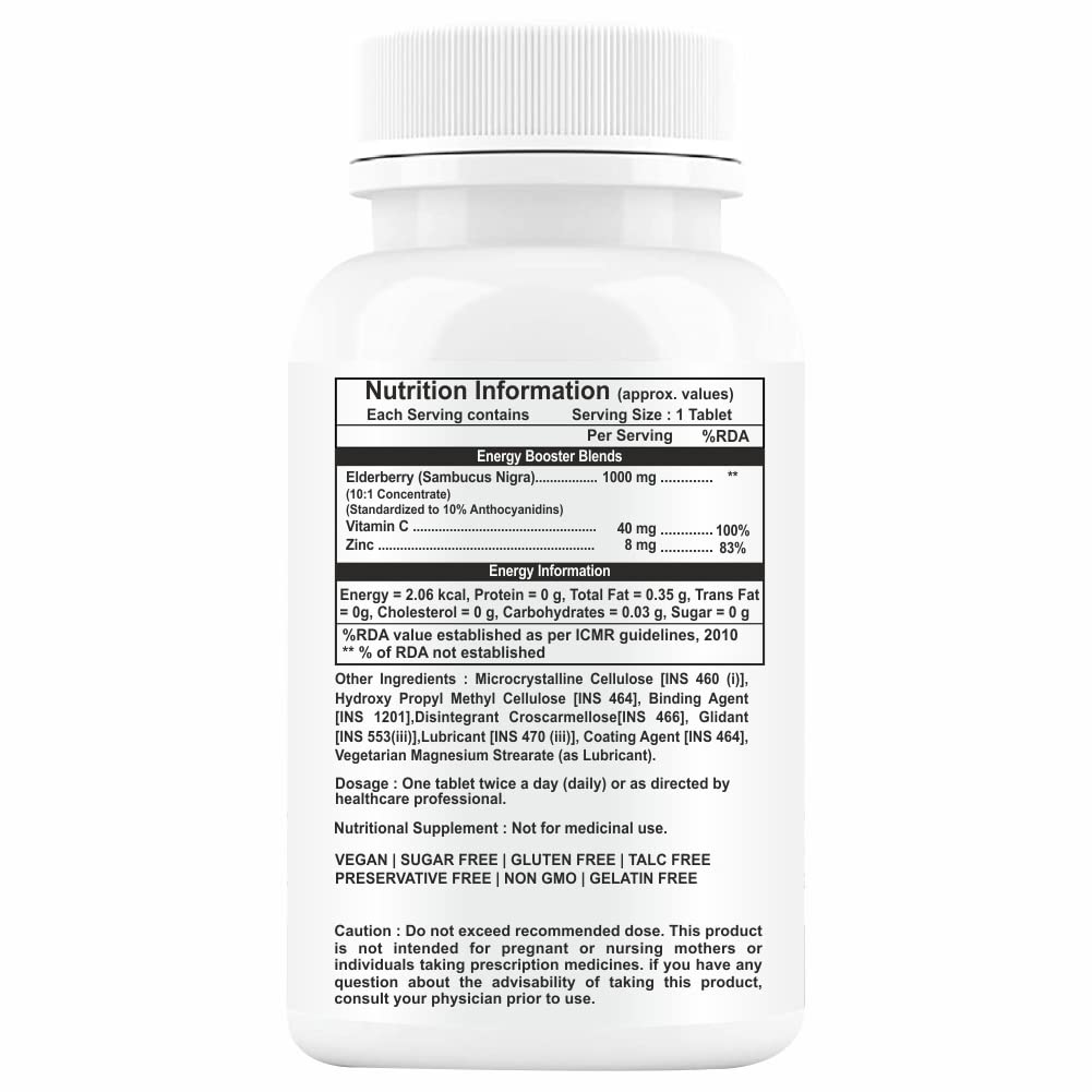 Propeptides Elderberry Standardized Extract To Boost Immunity Strength & Energy Levels, Powerful Immune Booster That Helps Keep You Healthy | 60 Sugar Free Tablets 100gm 0.2lbs