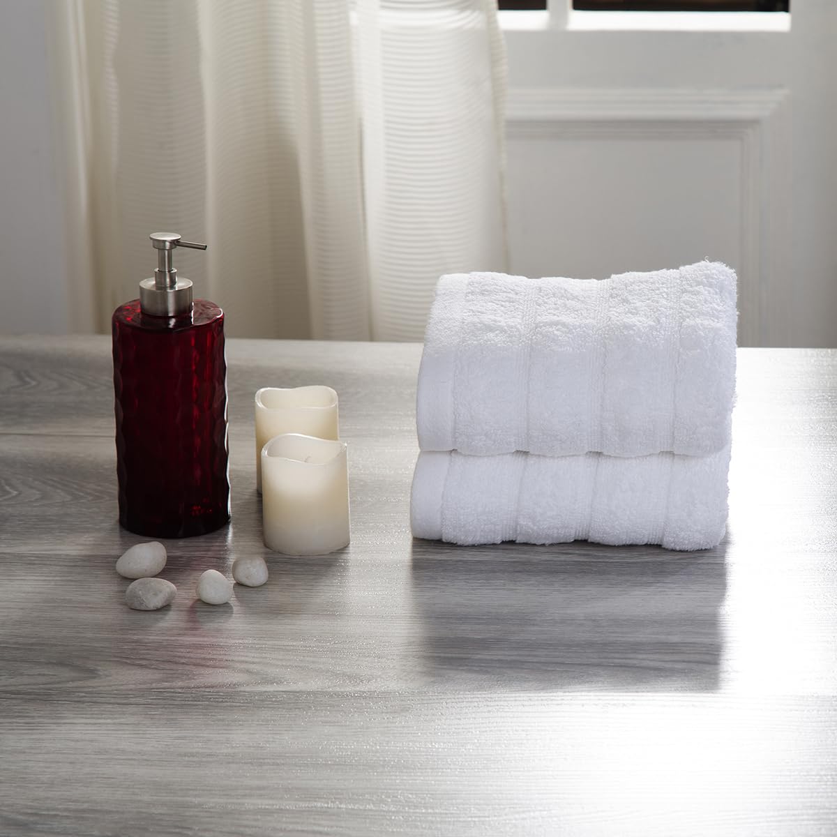 Maspar 100% Cotton Casper Hand Towel 500 Gsm (White) - 2 Pcs