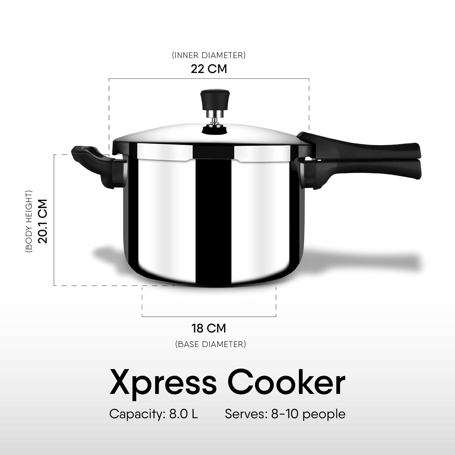 Xpress Cooker Triply Pressure Cooker Broad | Induction Based Cooker, Outer Lid Pressure Cooker, 8 Liters