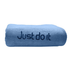 Housse Premium Soft Microfiber Embroidery Bath Towel 350 Gsm | Soft Absorbent Quick-Drying Sweat Towel (Just Do It - Dark Blue)