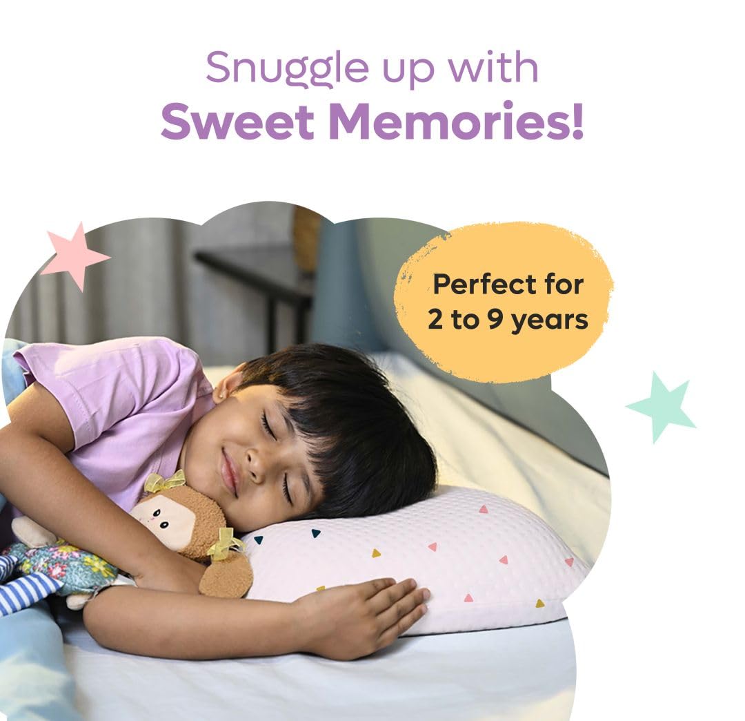 Premium Memory Foam Baby & Toddler Pillow, Bed Pillow - 20.5 X 11.5 X 2.5 Inch | Removable Cover, Perfect For Sleeping, Reading, Resting | Triangles Print, Adjustable Pillow