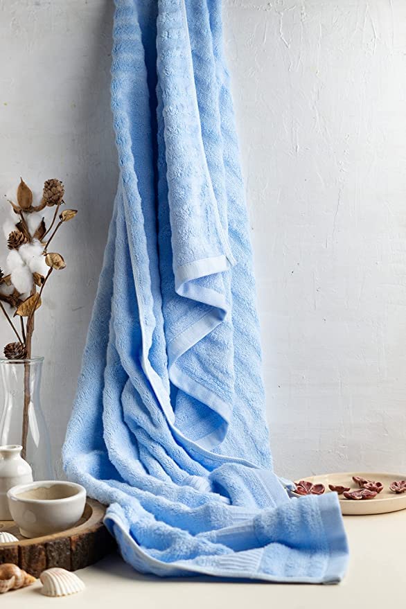 Mush Ultra Soft & Super Absorbent 600 Gsm Bamboo Bath Towel Set (Sky-Blue) Pack Of 2