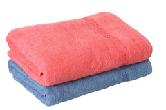 Fash Home International Quick Dry Star Border Bath Towel 1000 Gsm | Soft & Absorbent Solid Bath Towel Lightweight & Skin-Friendly Towel For Everyday Use (2 Pcs) - Deep Blue & Red