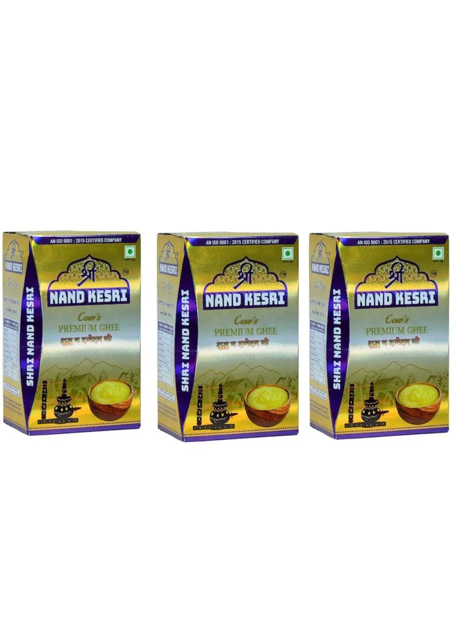 100% Natural Cow'S Ghee By Shri Nand Keshri | Good Source Of Healthy & Pure Ghee Perect For Cooking, Frying | 3 Litre (1 Litr * 3) 101.4 Ounce | Box Pack