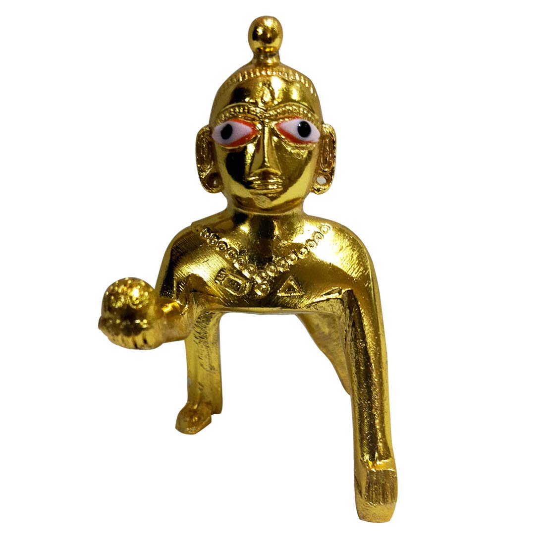 Laddu Gopal Idol, Baby Krishna Bal Gopal Ji Murti, Brass, Gold, Size - No.1, Thakur Ji Petal Idol, Janmashtami Special For Home Temple, Occasion & Festivals, Handmade Kanha Ji Statue