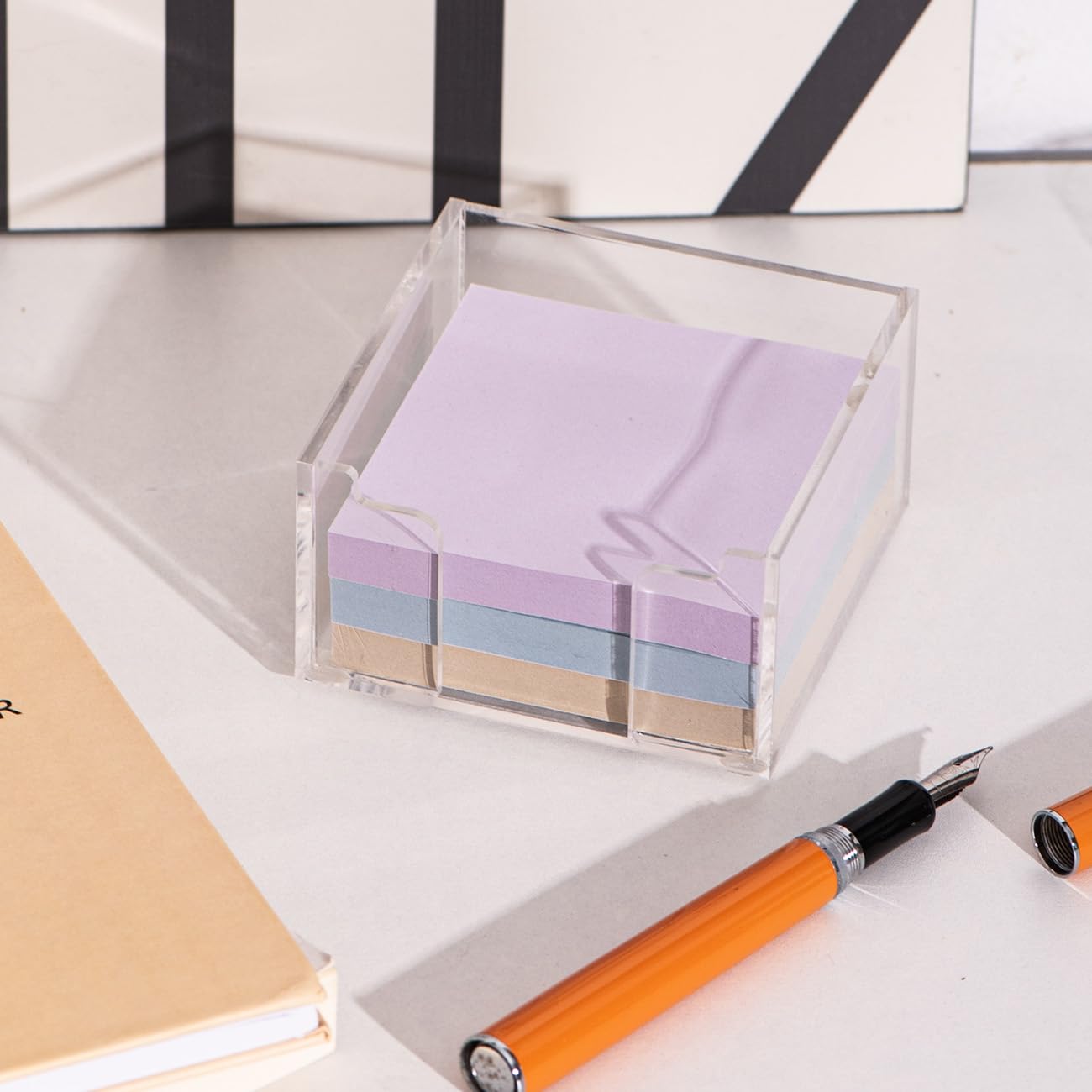 Sticky Note Holder Acrylic Desk Notepad Holder for 3" x 3" Sticky Notes Classroom Office