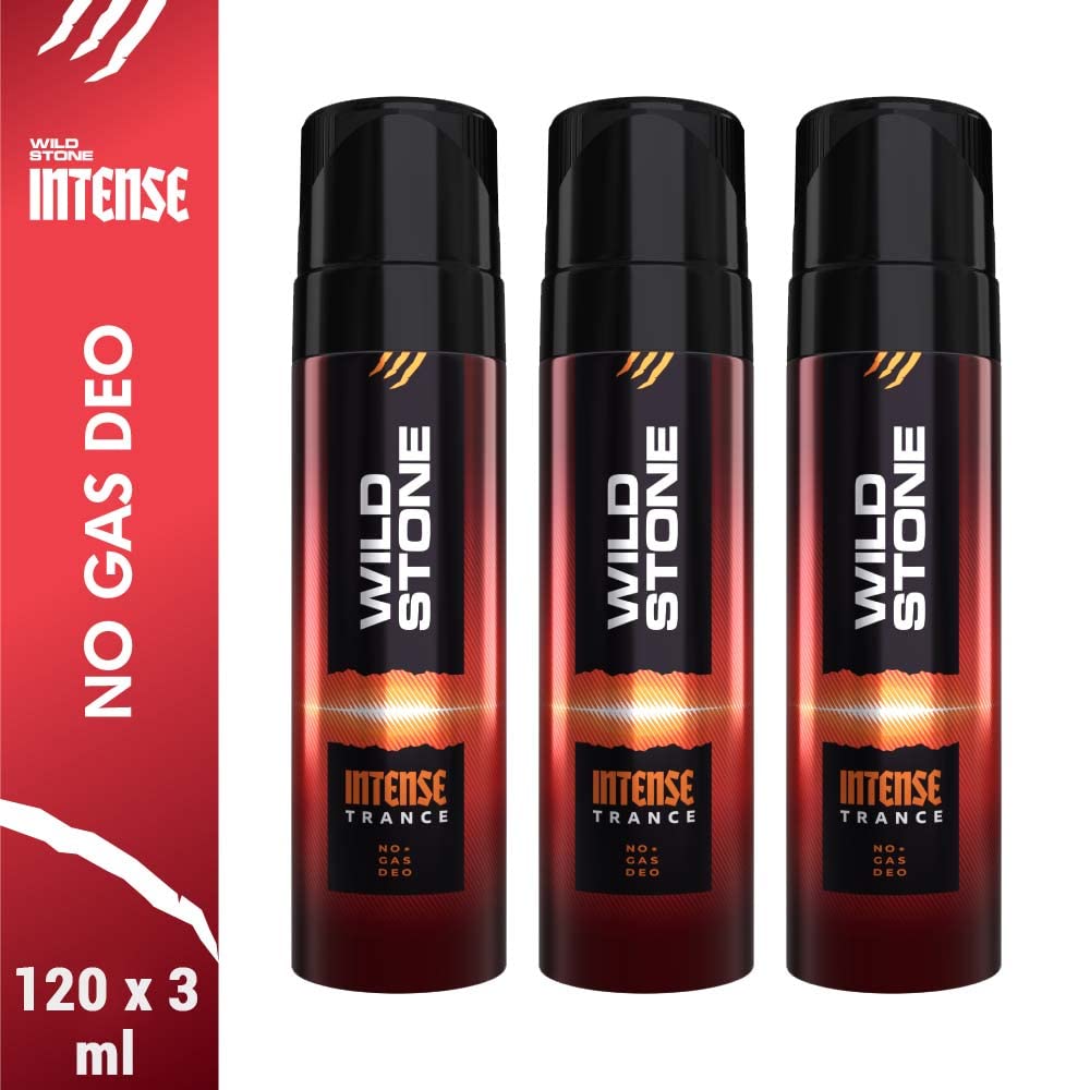 Wild Stone Intense Trance No Gas Deodorants Body Spray For Men 360ml 12.1fl.oz. Pack Of 3 | Perfect Gift Set