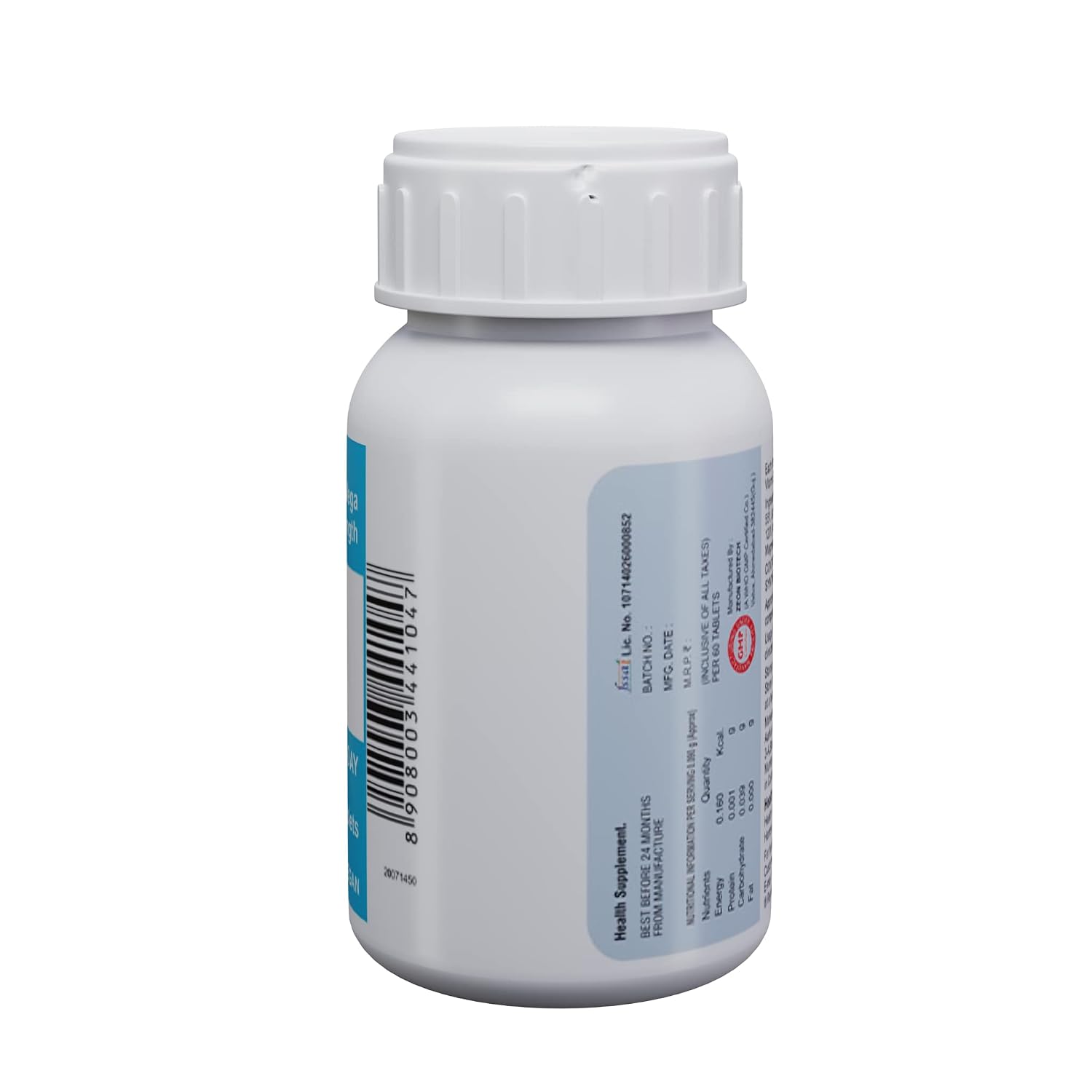 ?Health Aid Vitamin B12 Mega Strength One - A - Day | 60 Vegetarian Tablets , 100gm 0.2lbs
