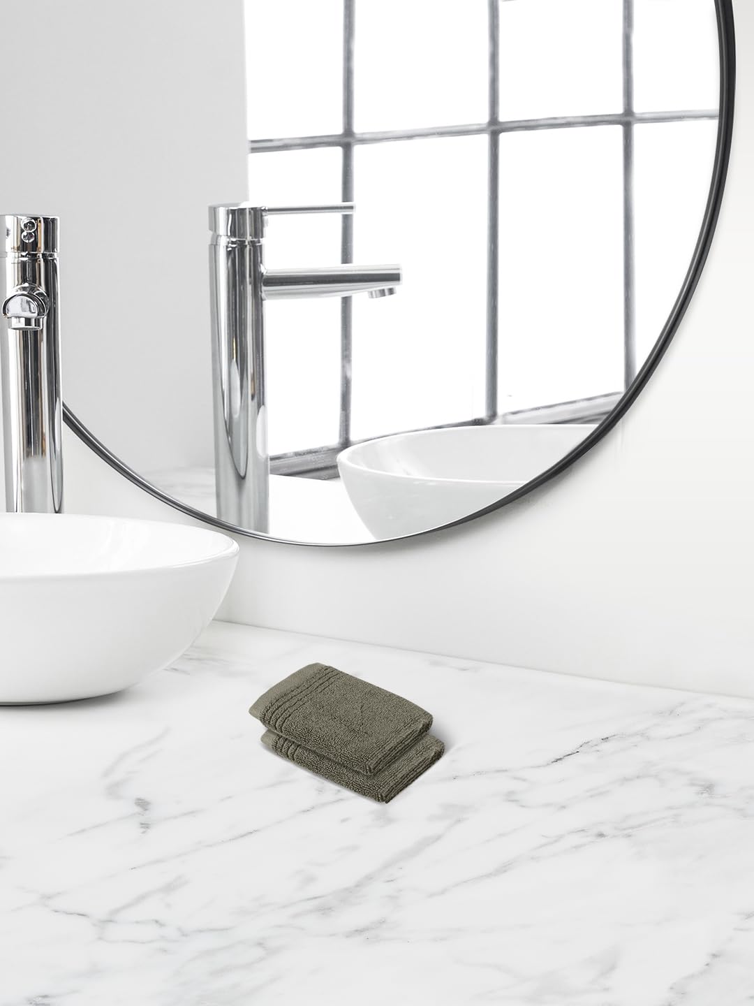 Himeya 100% Cotton Large Size Face Towel 400 Gsm | Face Towel For Men & Women (Recycled Grey) - 2 Piece