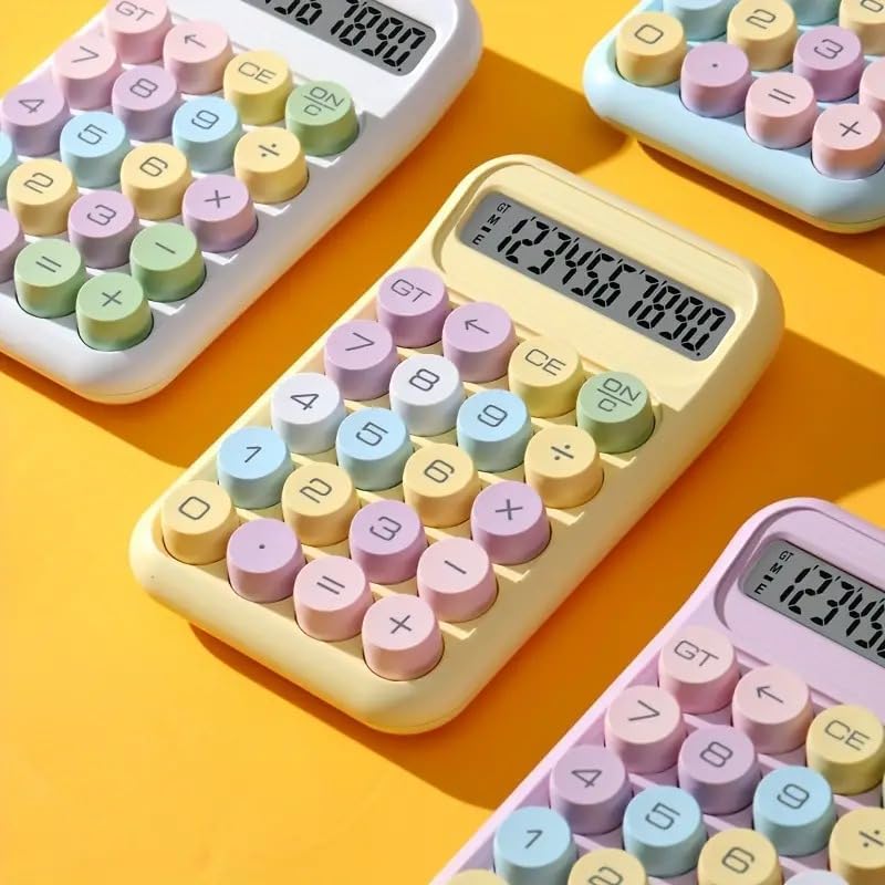 Mastano Desktop Cute Calculator -12 Digit large Display | Big Buttons | Solar Power |aesthetic Candy Color | For Office, School, Home Purple