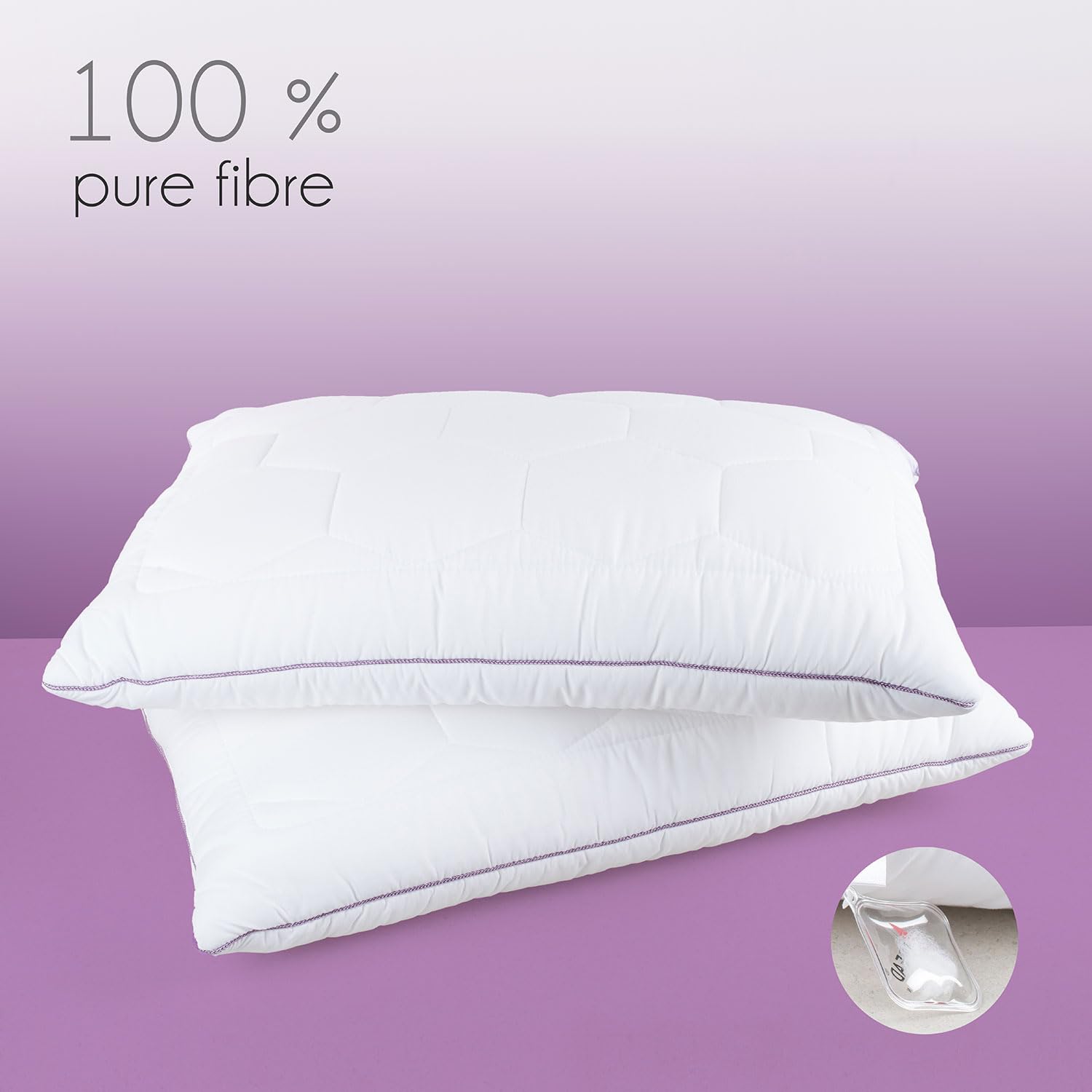 Lavender Suede Fabric Pillow With Microfiber Filling Pillow, White, Size - 45 X 68 Cm | Perfect For Side Sleepers, Back & Stomach Sleepers | Hypoallergenic, Antibacterial - Pack Of 1