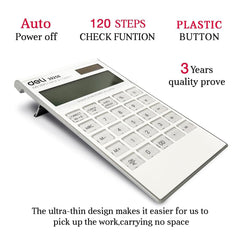 Deli W39258 Calculator Big Size With 12 Digit Steps | 3 Years Warranty | With Steps Check And Correct Desktop Calculator - White