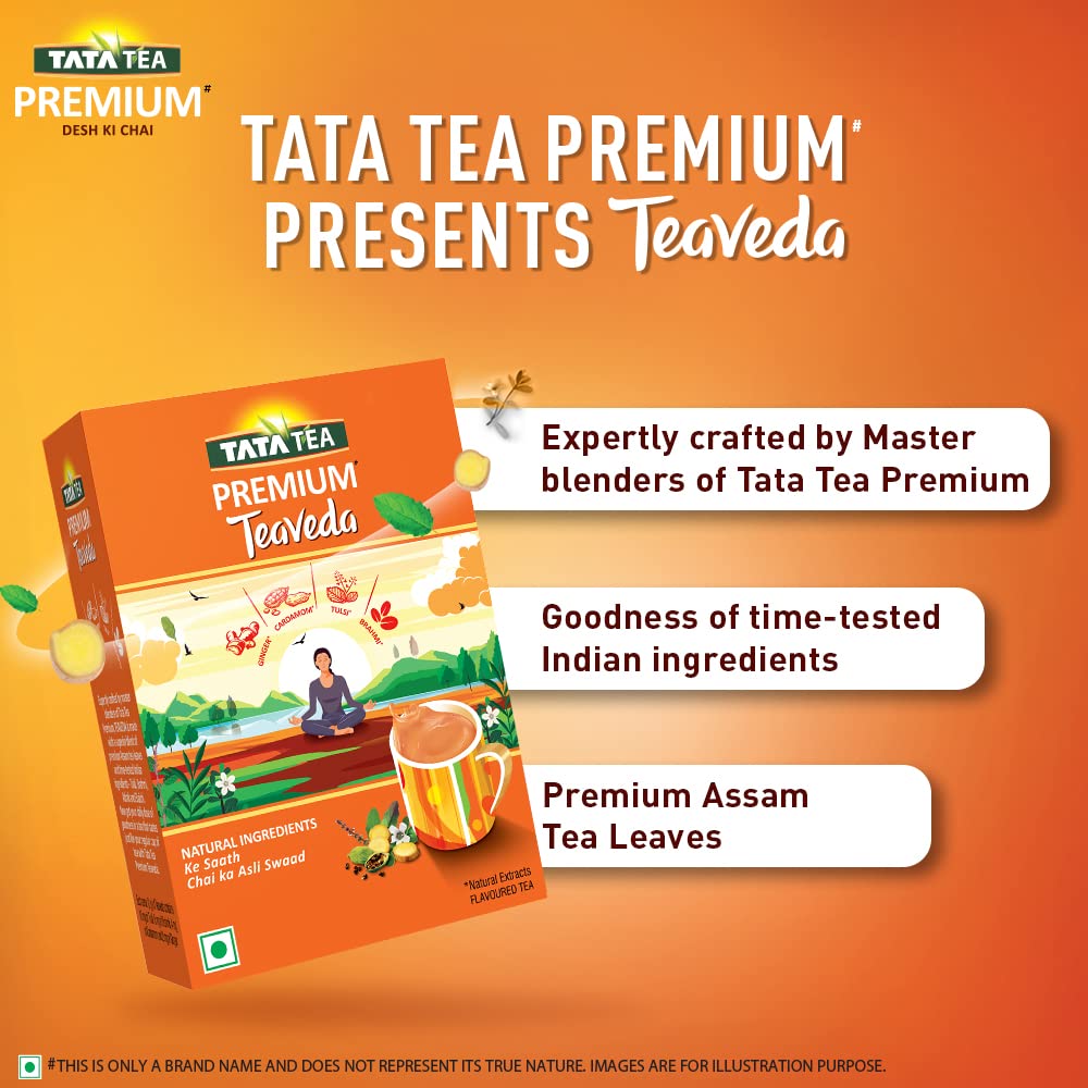 Tata Tea Premium Teaveda Assam Tea Leaves - 250gm, 8.8 Ounce | With Goodness Of Time-Tested Indian Ingredients -Tulsi, Elaichi, Ginger & Brahmi | Medium Caffeine Chai Patti