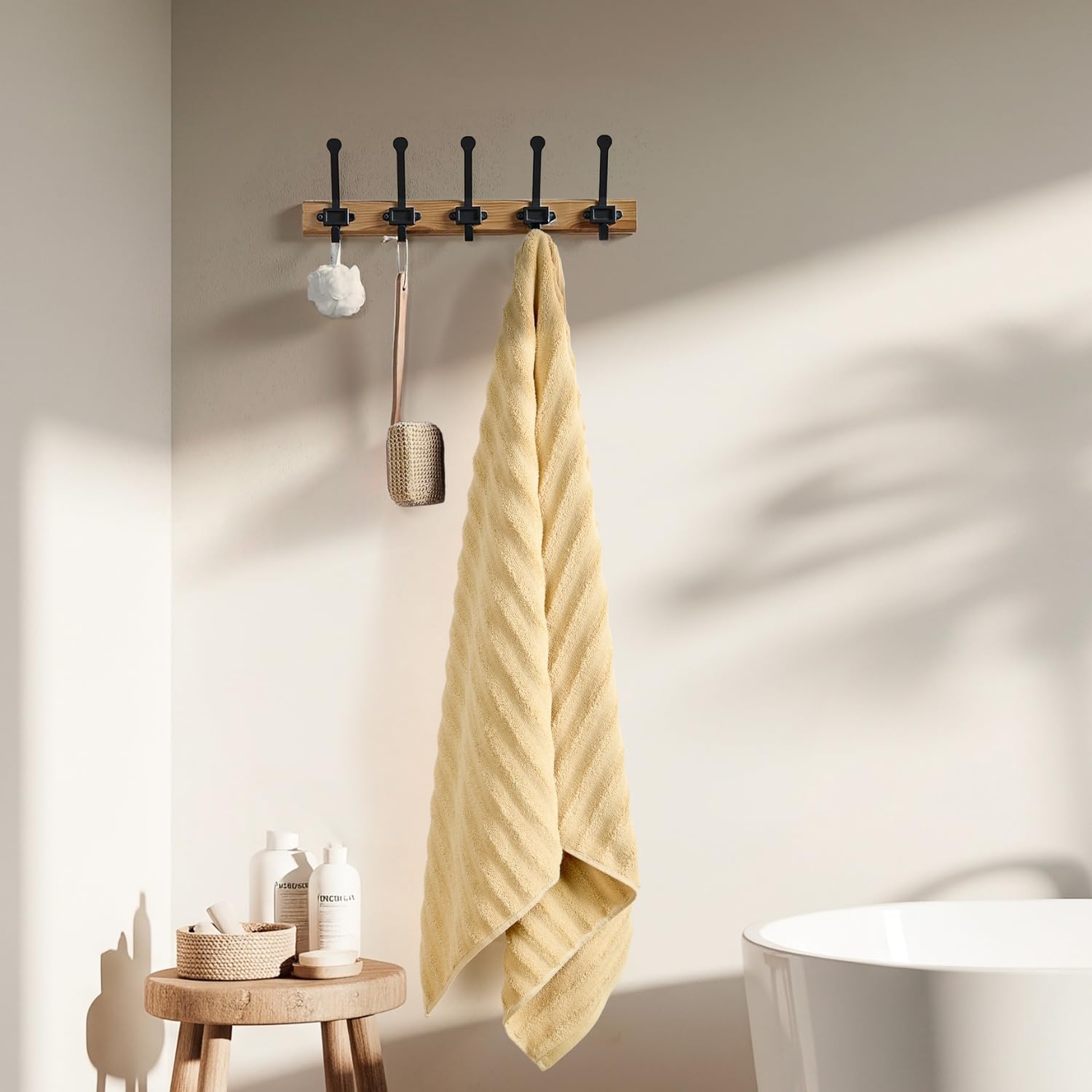 Haus & Kinder Allure Zero Twist Bath Towel 500 Gsm | Cotton Towel For Men, Women | Towels For Gym, Spa | Pack Of 2 (Beige & Blue)