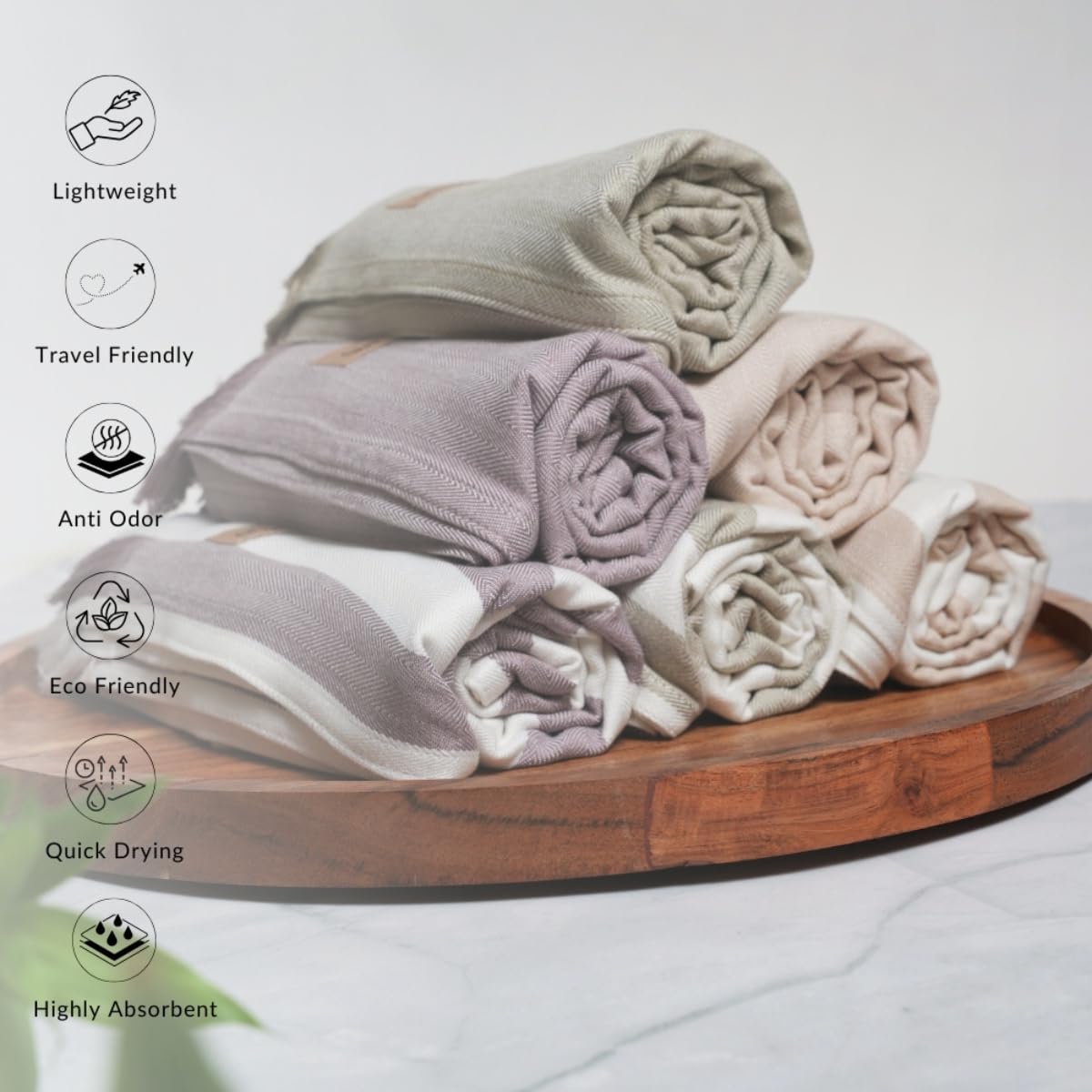 Debaans 100% Bamboo Large Bath Towel 400 Gsm | Buttery Soft, Ultra-Absorbent, Lightweight, Anti-Microbial, Hypoallergenic, Quick Dry Bath Towel (Olive Stripe)