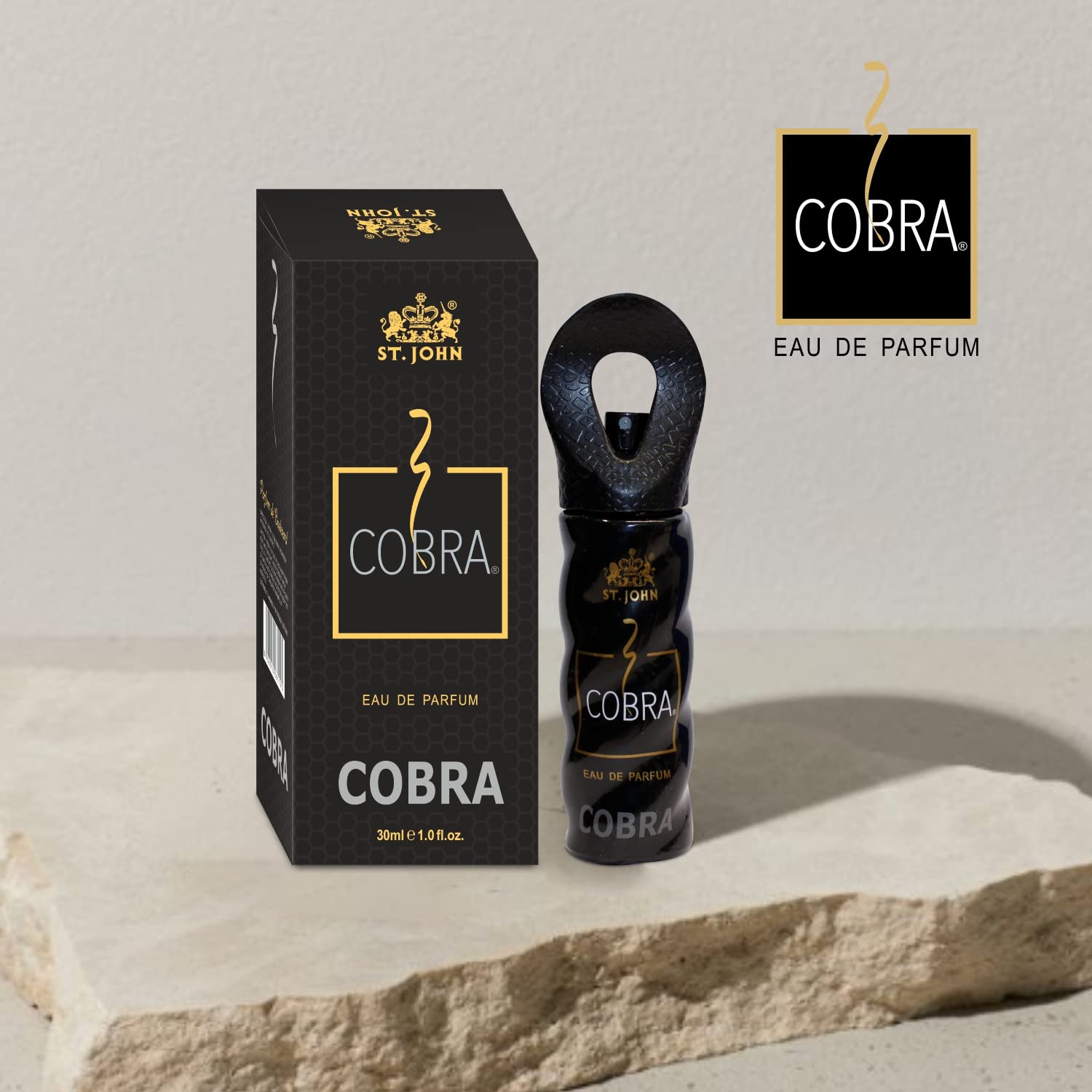 St. john Cobra Black Currents Eau De Perfume 50ml 1.6 Fl.oz.& Cobra Eau De Perfume 30ml 1.0 Fl.oz. Pack Of 2 | Long Lasting Fragrance For Unisex