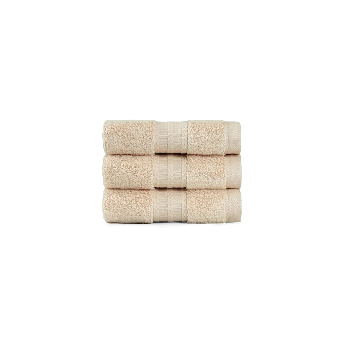 Mytrident Face Towels 600 Gsm | Nectar Soft Collection Wash Towel For Men & Women Face Towels - Chiffon Beige (3 Pcs)