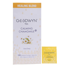 Goodwyn Calming Chamomile Herbal Tea - 100 Enveloped Tea Bags | Boosts Immunity, Relieves Stress - Handpicked & Farm Fresh Herbal Tea | Caffeine Free, No Preservatives