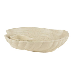 Ceramic Snacks Serving Platter With Dip Cup - Off White, 8 Inches | Nachos & Snack Serving Platter