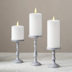 PILLAR WAX CANDLES WHITE 90 HOUR | 3 X 3 INCH, 3 X 4 INCH, 3 X 6 INCH | SET OF 3