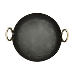 Black Iron Flat Kadhai - 9 Inch | Tavi, Tai, Fry Pan For Making Jalebi, Maal Pua, Dal Tadka - Free Stainless Steel Scrubber