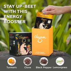 Chayam Spiced Turmeric Tea - 20 Pyramid Tea Bags | Blended With Turmeric, Clove, Black Pepper & Lemongrass - Make Iced Or Hot Tea | Low Caffeine, Gluten Free, No Added Sugar