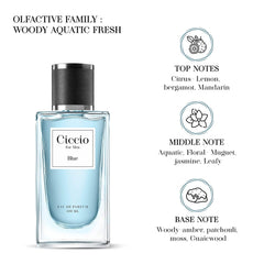 Ciccio Blue + Intense Eau De Parfum For Men 100ml 3.4 Fl.oz. Each Pack Of 2 | Long Lasting Luxury Fragrance