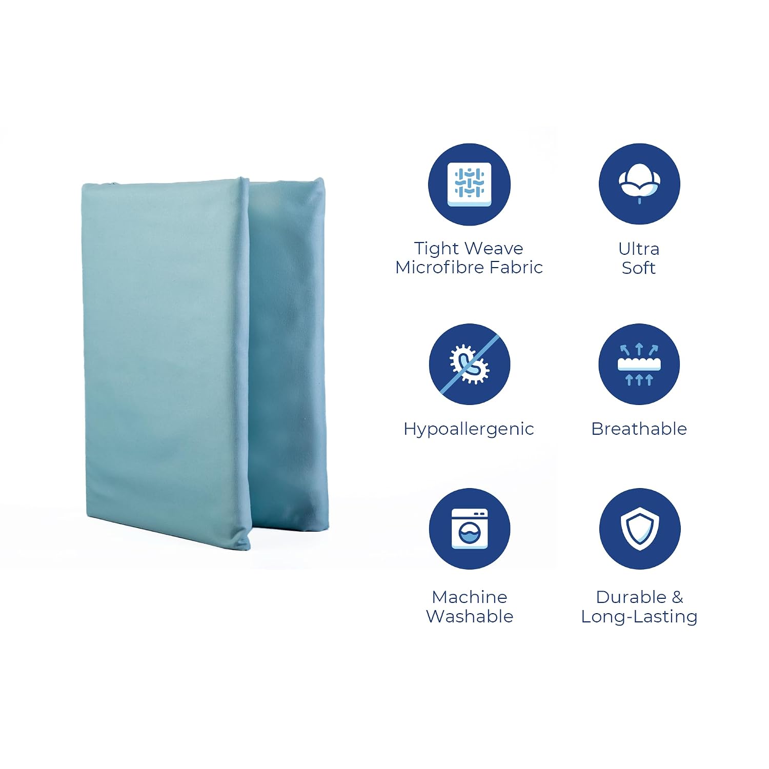 Super Soft Microfiber Solid Bedsheet With 2 Pillow Cover - Double Size 90 X 100 Inches, Mild Blue | Ideal For House, Guest House, Hotel - Easy To Maintain & Machine Washable