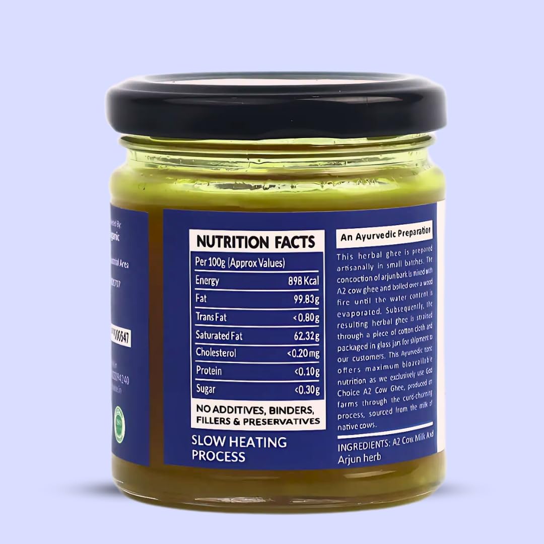Organic Arjun A2 Desi Cow Ghee By God Choice Organic Farms | High In Protein Fiber Healthy Desi Ghee For Calcium | (150ml) 5.0 Ounce | Jar Pack