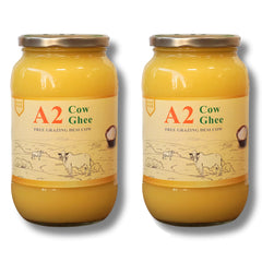 Premium A2 Cow Ghee By H2 Milk Farm | Highly & Nutritious Traditional Bilona Method Cow Ghee Perfect For Bakes Cookies | 500ml | (250ml * 2) 16.9 Ounce | Jar Pack