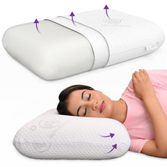 Memory Foam Pillow, Extra Thick Orthopedic Pillows, White Color - 5.5 Inches | For Side Sleeping With Removable Washable Jacquard Cover, Neck Pain, Shoulder Pain, Spondylitis - Pack Of 1
