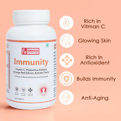Ferrous Nutrition Immunity Vitamin C 1000mg Glowing Skin & Antioxidant | 60 Tablets , 100gm 0.2lbs
