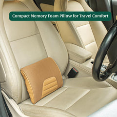 Memory Foam Pillow, Travel Lumbar Back Support Chair Cushion Pillow, Orange - 11 L X 9 W X 2 H Inch | For Car, Airplane, Long Drive, Multiples Uses, Comfortable Pillow - Pack Of 1