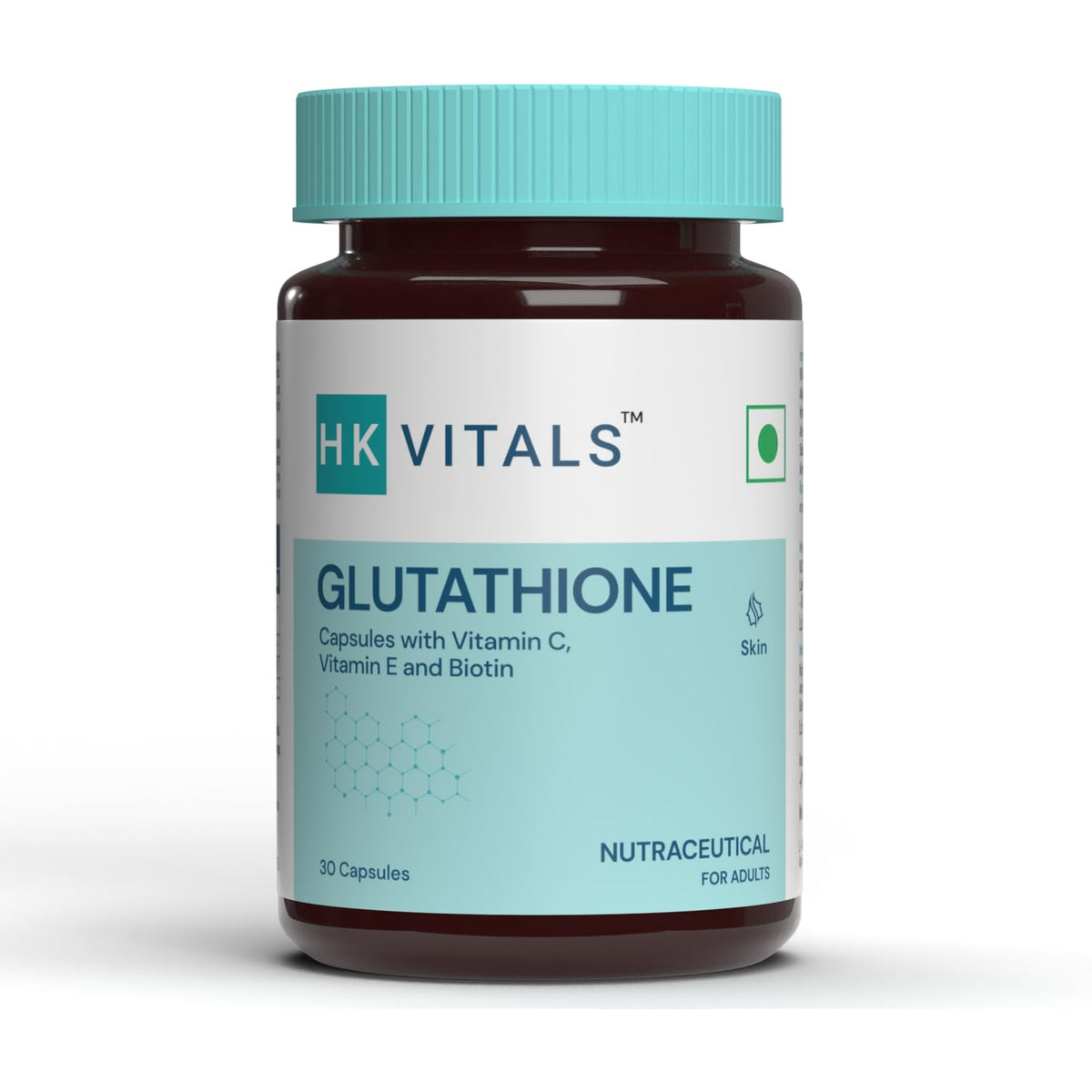 Healthkart Hk Vitals Glutathione With Vitamin C & E, Biotin, Grape Seed Extract & Alpha Lipoic Acid, Antioxidant Support, For Skin Glow & Hydration | 30 Veg Capsules , 50gm 0.1lbs