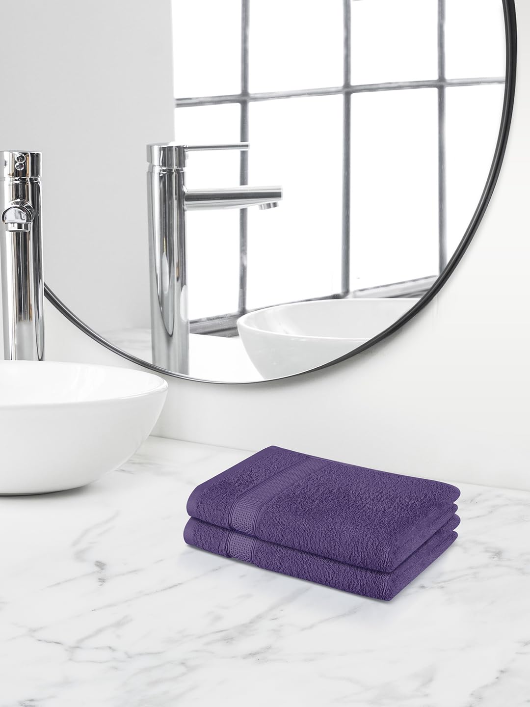 Himeya 100% Cotton Large Size Hand Towels 400 Gsm (Spice Violet) - 2 Piece