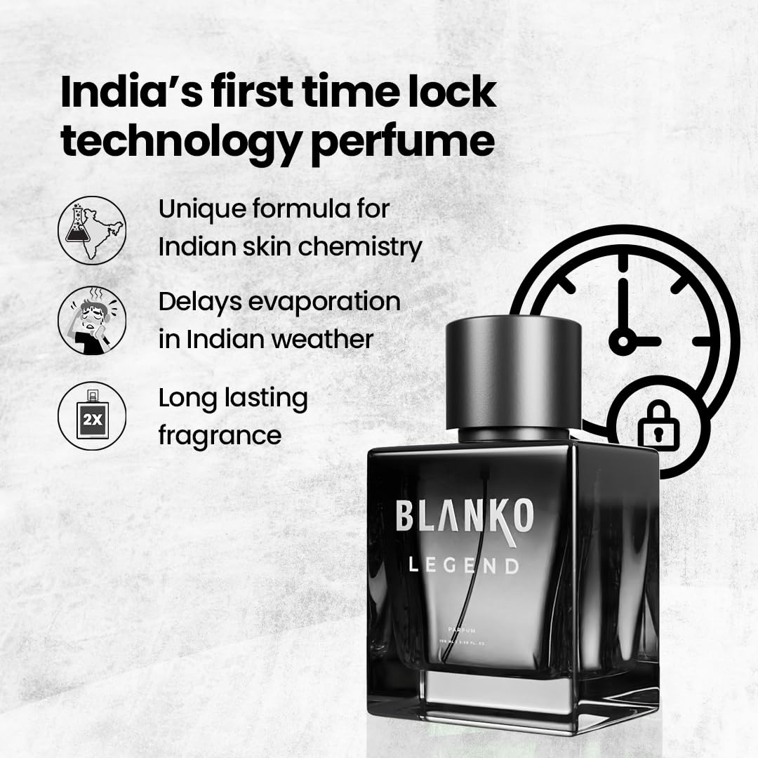 Blanko Legend Time Lock Technology Parfum 100ml 3.4 Fl.oz. | Longest Lasting Men Perfume | Luxury Perfume For Date Nights