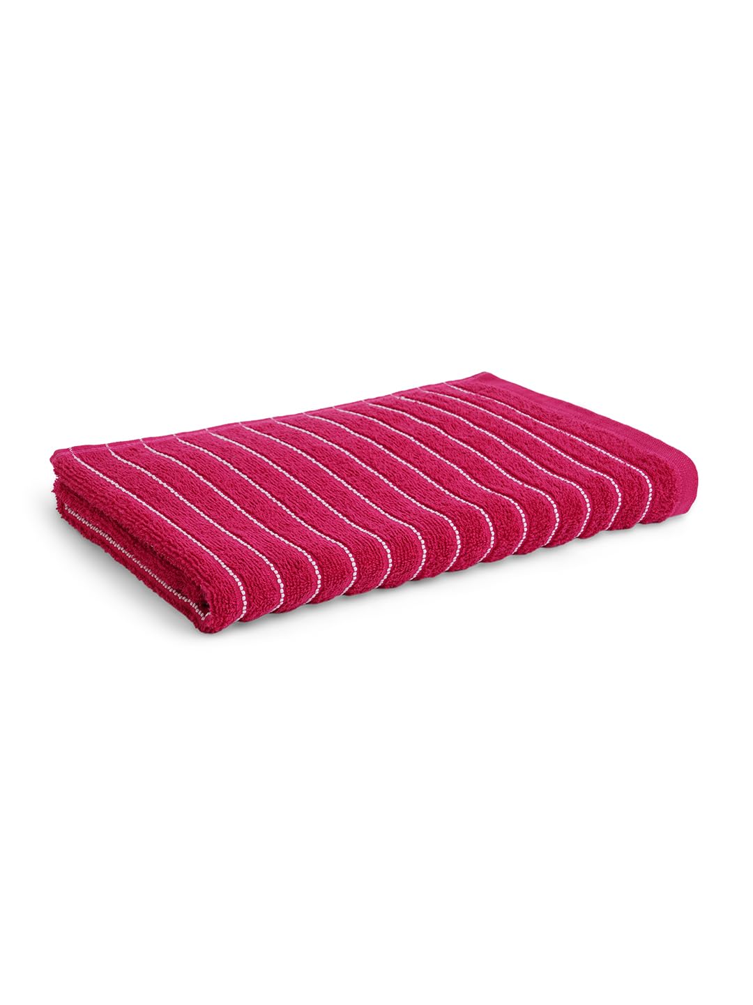 Welspun 100% Cotton Large 250 Gsm Dobby Solid 2-In-1 Bath Towel (Cherry)