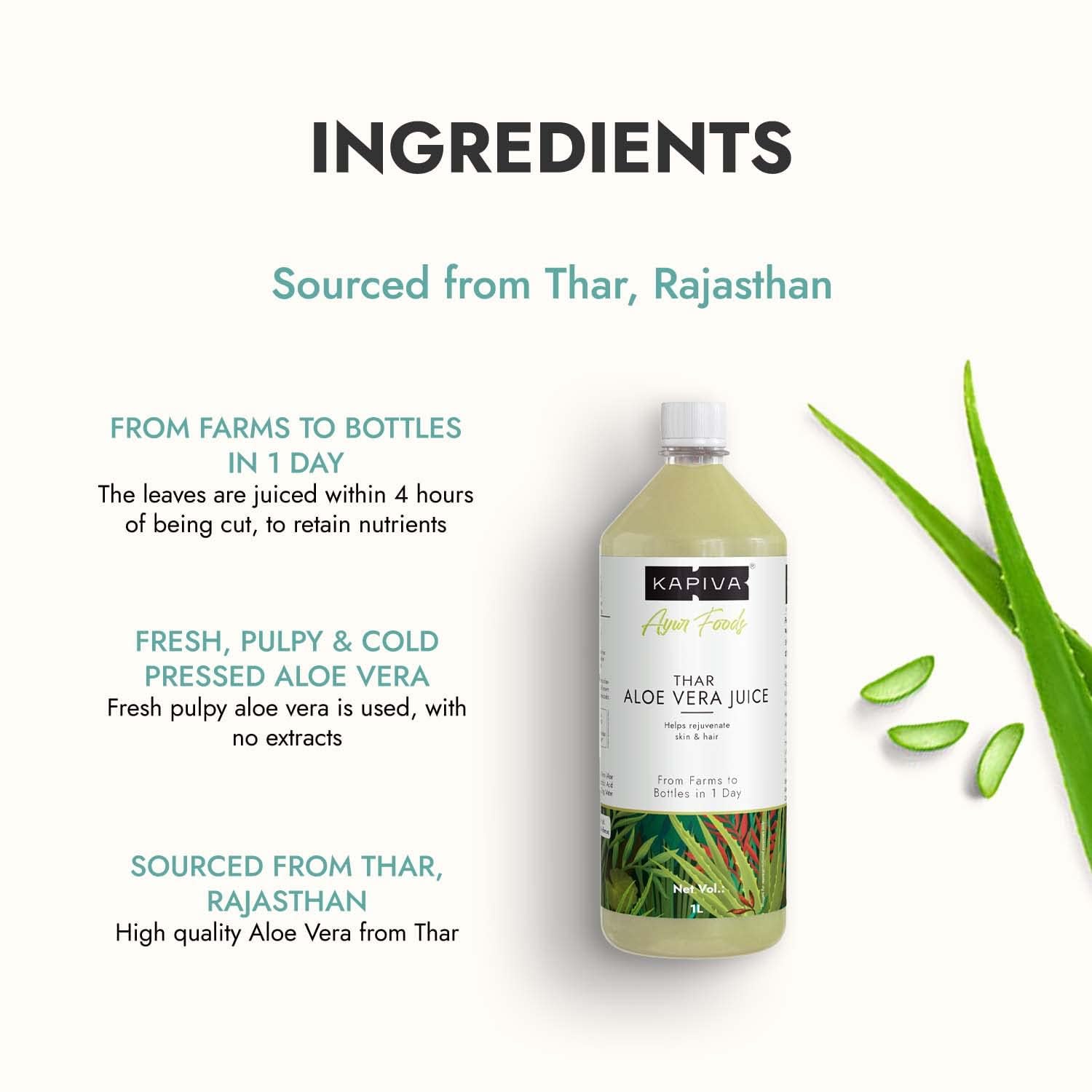 Kapiva Wild Amla Juice + Thar Aloe Vera Juice With Pulp | Cold - Pressed Juice Combo To Help With Glowing Skin, Hair Care & Detox | 1L 2.2lbs Each Pack Of 2