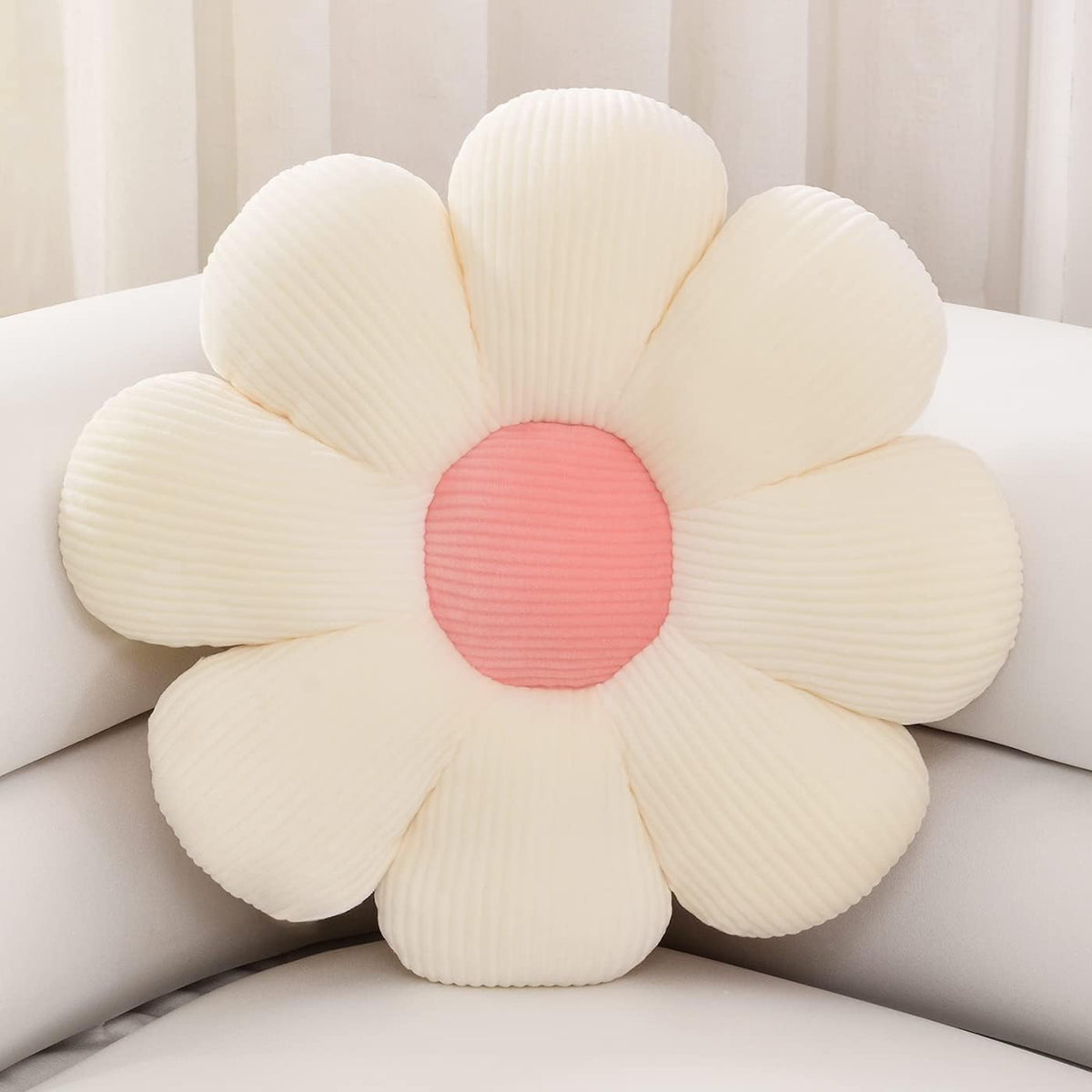 Flower Floor Pillow, Flower Shape Cushion, Cute Seating Pad Sunflower Chair Cushion, White | Oversized Throw Pillow For Home Bedroom Decoration, Kids Girls Women Gifts, Soft Flower Pillow