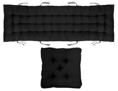 Microfiber Soft Cushion, Long & Square Chair Pad Cushion, Black - 46 X 16 Inches | For Indoor & Outdoor Home Office Décor | Rocking Chairs Pad, Washable, Model No - Kubmart11923, Set Of 2